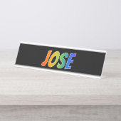 Porte-nom Pour Bureau Prénom "JOSE" : Couleur arc-en-ciel amusant (Devant)