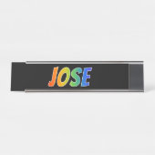 Porte-nom Pour Bureau Prénom "JOSE" : Couleur arc-en-ciel amusant (Devant)
