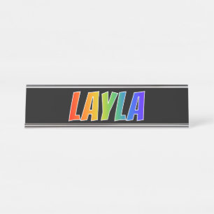 Porte-nom Pour Bureau Prénom "LAYLA" : Coloration d'arc-en-ciel