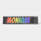 Porte-nom Pour Bureau Prénom "MONIQUE": Couleur arc-en-ciel amusant (Devant)