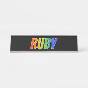 Porte-nom Pour Bureau Prénom "RUBY" : Couleur arc-en-ciel amusant
