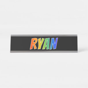 Porte-nom Pour Bureau Prénom "RYAN" : Couleur arc-en-ciel amusant