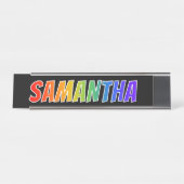 Porte-nom Pour Bureau Prénom "SAMANTHA" : Couleur arc-en-ciel amusant (Devant)
