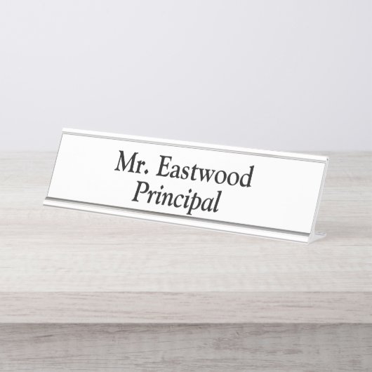 Porte-nom Pour Bureau Principal en blanc (Devant)