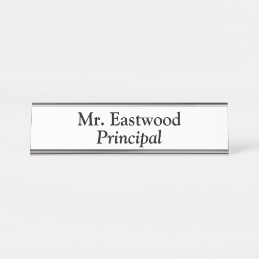 Porte-nom Pour Bureau Principal en blanc (Devant)