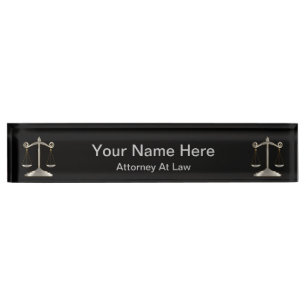 Porte-nom Pour Bureau Procureur Avocat - Noir et argent