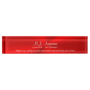 Porte-nom Pour Bureau Procureur Luxury rouge vif avec slogan