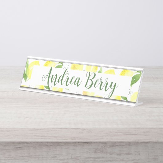 Porte-nom Pour Bureau Professeur de citron jaune (Devant)