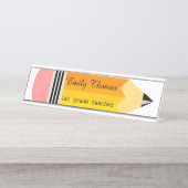 Porte-nom Pour Bureau Professeur de crayon jaune (Devant)