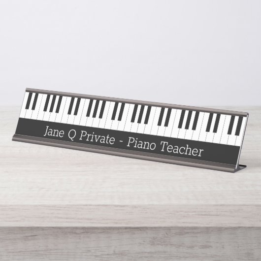 Porte-nom Pour Bureau Professeur de piano (Devant)