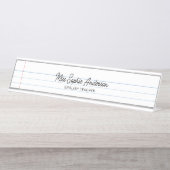 Porte-nom Pour Bureau Professeur de style bloc-notes blanc (Devant)