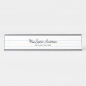 Porte-nom Pour Bureau Professeur de style bloc-notes blanc (Devant)