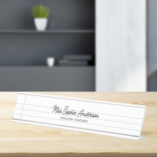 Porte-nom Pour Bureau Professeur de style bloc-notes blanc