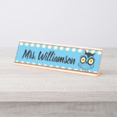 Porte-nom Pour Bureau Professeur Éducateur Bibliothécaire Chouette profe (Devant)