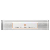 Porte-nom Pour Bureau Professeur gris d'Apple de rose d'aquarelle (Devant)
