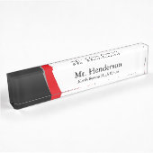 Porte-nom Pour Bureau Professeur professionnel Black Grey et Red