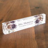 Porte-nom Pour Bureau Professeur professionnel de violet et or Floral (Taille)