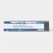Porte-nom Pour Bureau Professeur Professionnel Marbre Bleu (Devant)