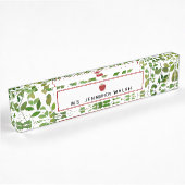 Porte-nom Pour Bureau Professeur rouge d'Apple de verdure botanique