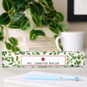 Porte-nom Pour Bureau Professeur rouge d'Apple de verdure botanique