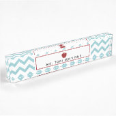 Porte-nom Pour Bureau Professeur rouge de Chevron Apple d'Aqua