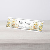Porte-nom Pour Bureau Professeur Wild Flower Personnalisé (Devant)