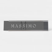 Porte-nom Pour Bureau Professional Black Monogram Gray Your Name (Devant)