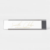 Porte-nom Pour Bureau Professional Handwritten Gold Script Typography (Devant)
