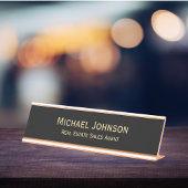 Porte-nom Pour Bureau Professional Modern Classy Black Gold Office Titre