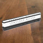 Porte-nom Pour Bureau Professionnel | Bannière noire et blanche (Taille)