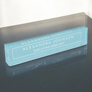 Porte-nom Pour Bureau Professionnel et moderne Blue Pastel