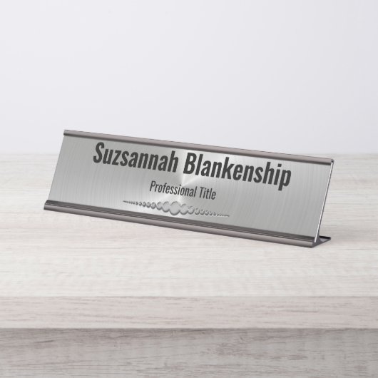 Porte-nom Pour Bureau Professionnel Faux Metallic Custom  (Devant)
