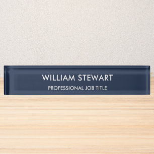 Porte-nom Pour Bureau Professionnel Minimaliste Marine Blue Employé