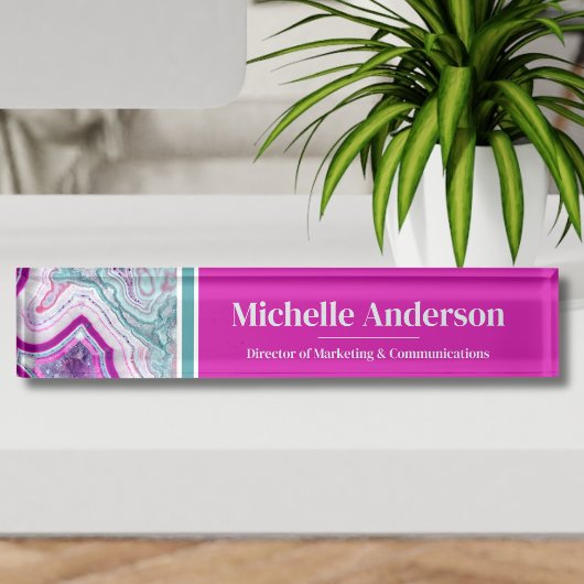 Porte-nom Pour Bureau Professionnel Moderne Agate Élégant