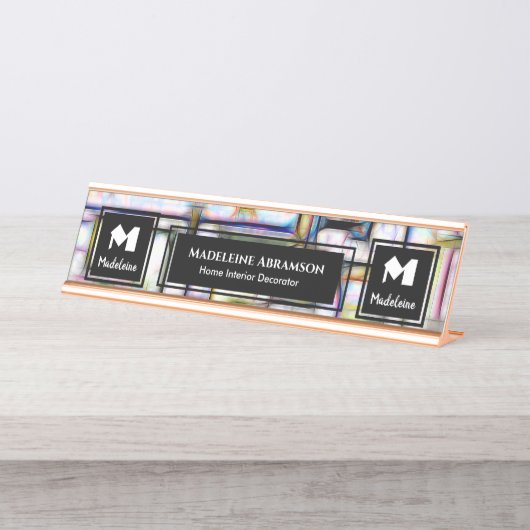 Porte-nom Pour Bureau Professionnel Moderne Monogramme Personnaliser (Devant)