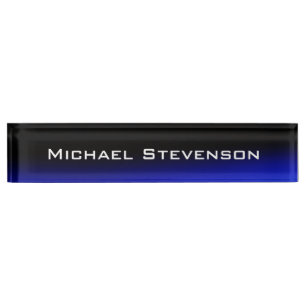 Porte-nom Pour Bureau Professionnel moderne Noir Bleu Business Nameplate