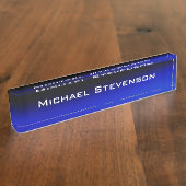 Porte-nom Pour Bureau Professionnel moderne Noir Bleu Business Nameplate (Taille)