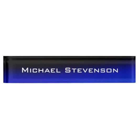 Porte-nom Pour Bureau Professionnel moderne Noir Bleu Business Nameplate (Devant)