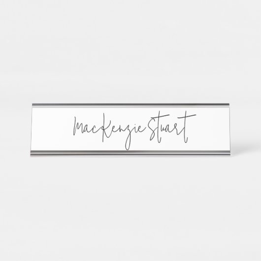 Porte-nom Pour Bureau Professionnel Noir Blanc Simple (Devant)