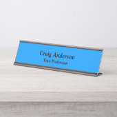 Porte-nom Pour Bureau Professionnel Plain Moderne Élégant Bleu Clair Chi (Devant)