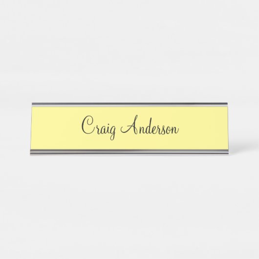 Porte-nom Pour Bureau Professionnel Plain Moderne Élégant Jaune clair (Devant)