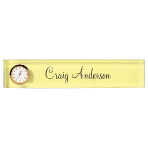 Porte-nom Pour Bureau Professionnel Plain Moderne Élégant Jaune clair