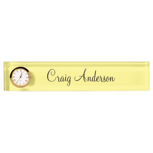 Porte-nom Pour Bureau Professionnel Plain Moderne Élégant Jaune clair (Devant)
