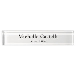 Porte-nom Pour Bureau Professionnel Unique Classique Simple Noir Blanc