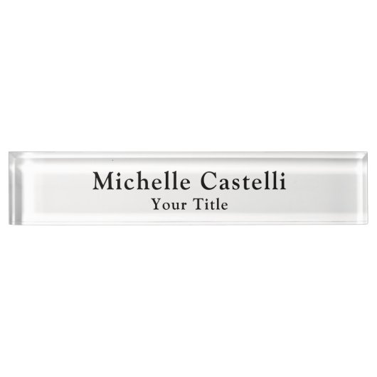 Porte-nom Pour Bureau Professionnel Unique Classique Simple Noir Blanc (Devant)