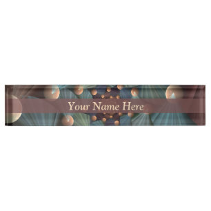 Porte-nom Pour Bureau Profondeur d'art fractale Abstraite Brown Ardoise