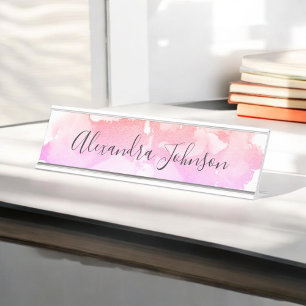 Porte-nom Pour Bureau Purple et rose Foil Wash Girl