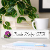 Porte-nom Pour Bureau Purple Pansy