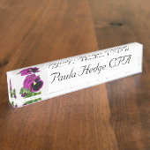 Porte-nom Pour Bureau Purple Pansy (Taille)