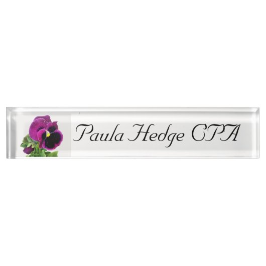 Porte-nom Pour Bureau Purple Pansy (Devant)